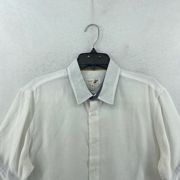 Fundamental Coast Los Angeles Shirt Mens M White Button Up Short Sleeves Woven - Picture 6 of 13